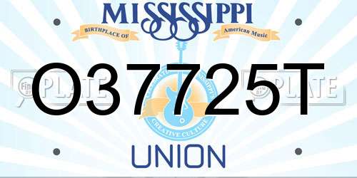 O37725T Mississippi License Plate