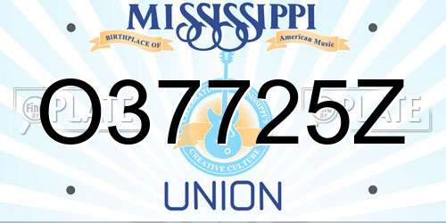 O37725Z Mississippi License Plate