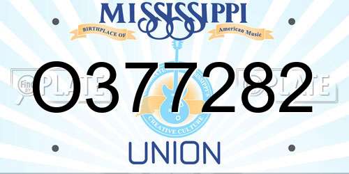 O377282 Mississippi License Plate