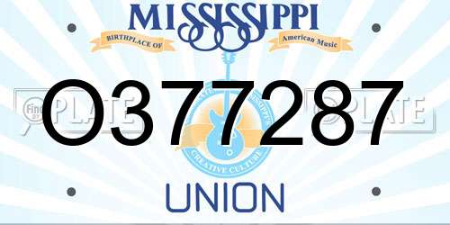 O377287 Mississippi License Plate