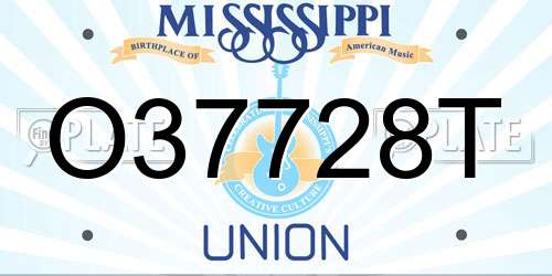 O37728T Mississippi License Plate