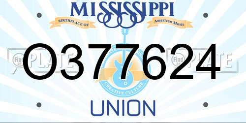 O377624 Mississippi License Plate