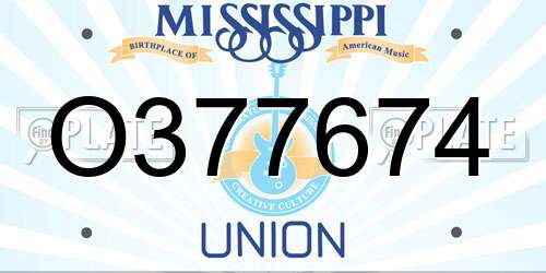 O377674 Mississippi License Plate