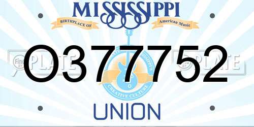 O377752 Mississippi License Plate