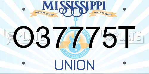 O37775T Mississippi License Plate