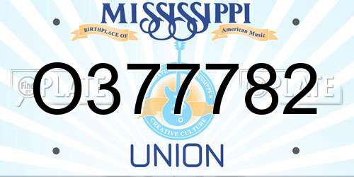 O377782 Mississippi License Plate