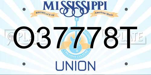 O37778T Mississippi License Plate