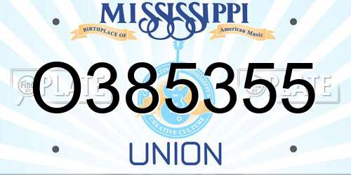 O385355 Mississippi License Plate