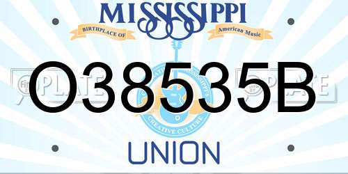 O38535B Mississippi License Plate