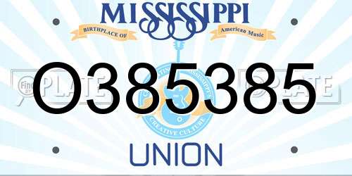 O385385 Mississippi License Plate