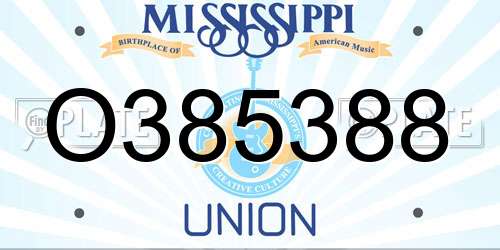 O385388 Mississippi License Plate