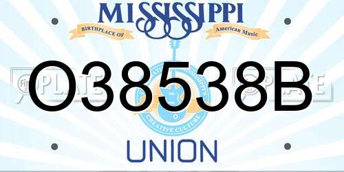 O38538B Mississippi License Plate