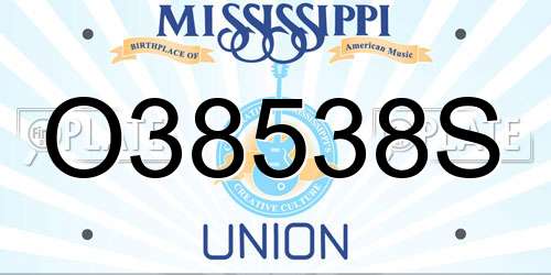 O38538S Mississippi License Plate