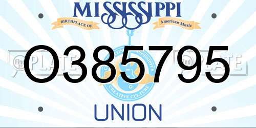 O385795 Mississippi License Plate