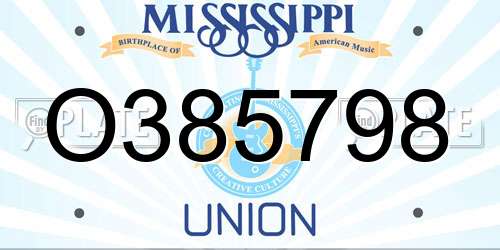 O385798 Mississippi License Plate