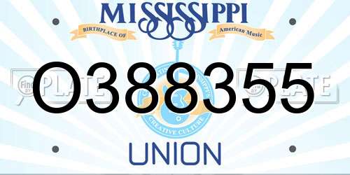 O388355 Mississippi License Plate