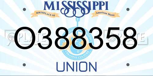 O388358 Mississippi License Plate