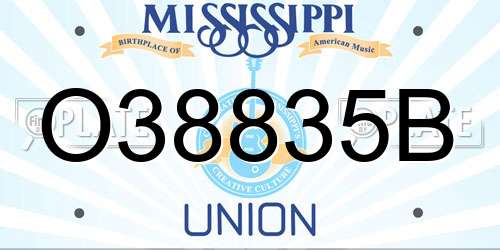 O38835B Mississippi License Plate