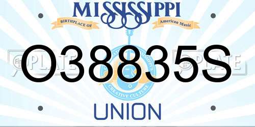 O38835S Mississippi License Plate