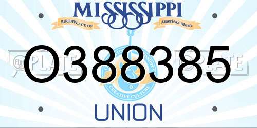 O388385 Mississippi License Plate