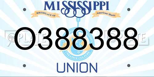 O388388 Mississippi License Plate