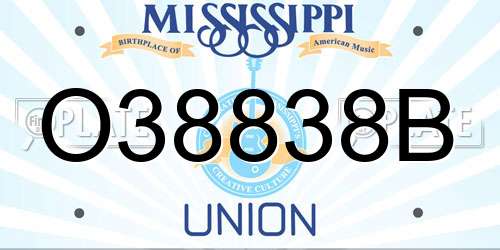 O38838B Mississippi License Plate