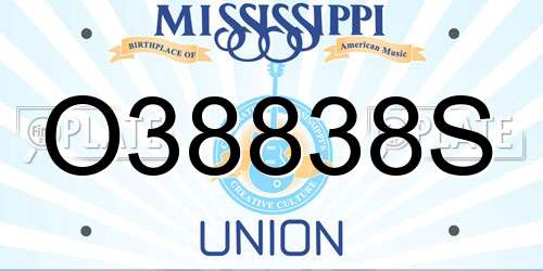 O38838S Mississippi License Plate