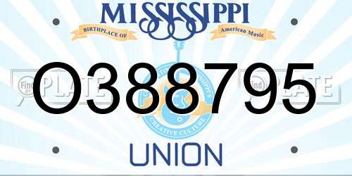 O388795 Mississippi License Plate