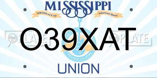 O39XAT Mississippi License Plate