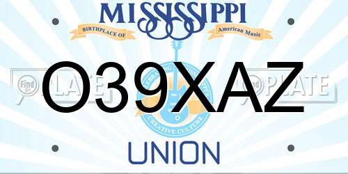 O39XAZ Mississippi License Plate