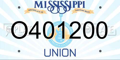 O401200 Mississippi License Plate