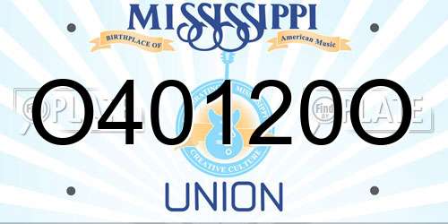 O40120O Mississippi License Plate