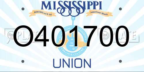 O401700 Mississippi License Plate