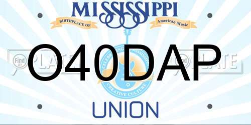O40DAP Mississippi License Plate