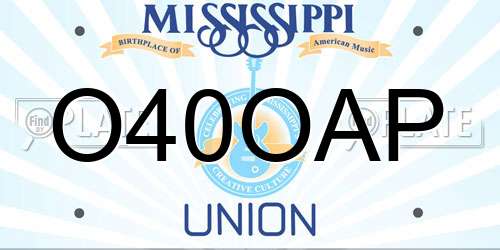 O40OAP Mississippi License Plate