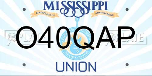 O40QAP Mississippi License Plate