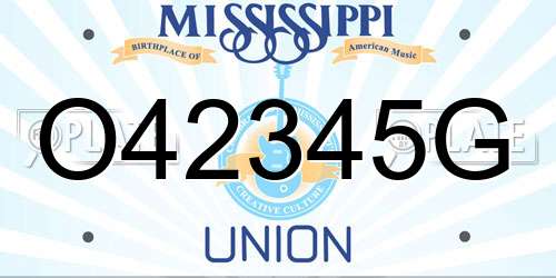 O42345G Mississippi License Plate