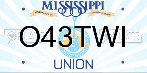 O43TWI Mississippi License Plate