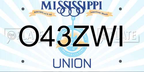 O43ZWI Mississippi License Plate