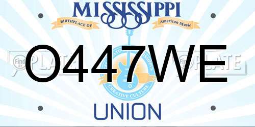 O447WE Mississippi License Plate