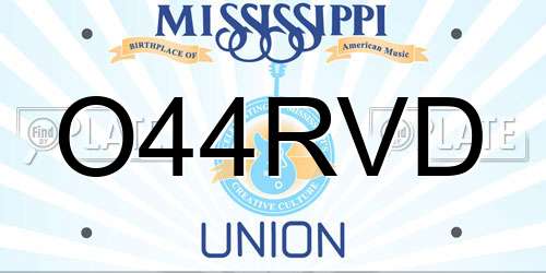 O44RVD Mississippi License Plate