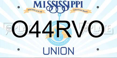 O44RVO Mississippi License Plate