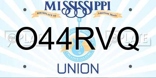 O44RVQ Mississippi License Plate