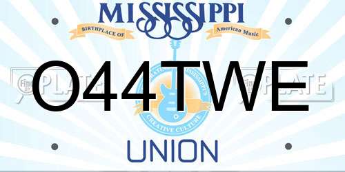 O44TWE Mississippi License Plate