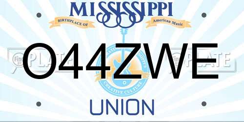 O44ZWE Mississippi License Plate
