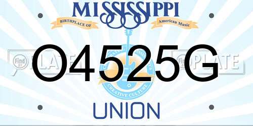 O4525G Mississippi License Plate