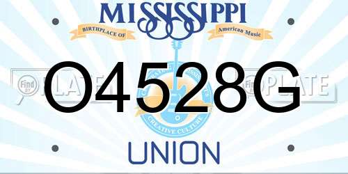 O4528G Mississippi License Plate