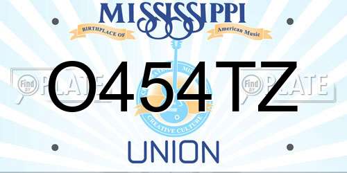 O454TZ Mississippi License Plate