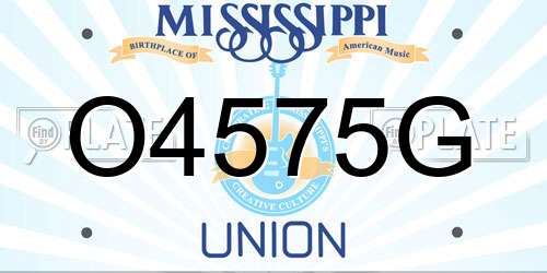 O4575G Mississippi License Plate