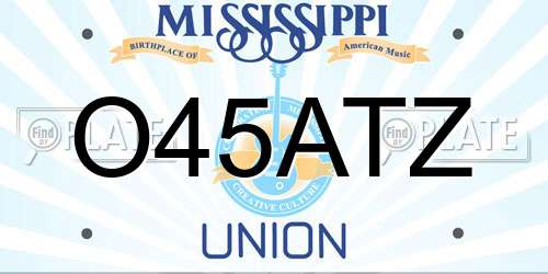 O45ATZ Mississippi License Plate